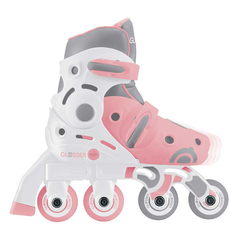 Patine cu rotile pentru copii Globber 2 în 1, mărimea 26-29, roz pastel
