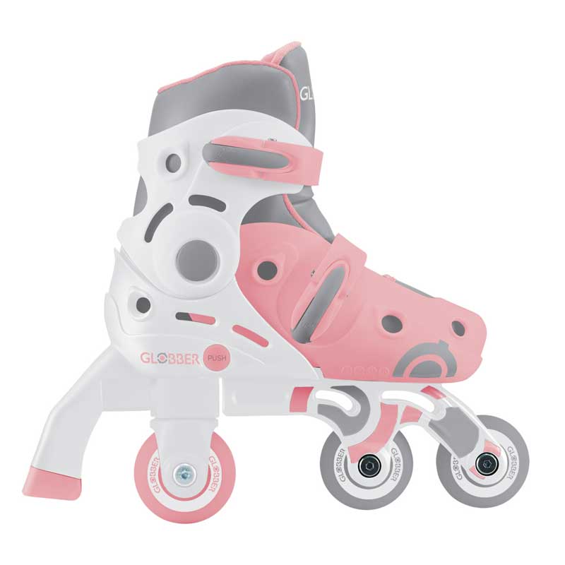 Patine cu rotile pentru copii Globber 2 în 1, mărimea 26-29, roz pastel