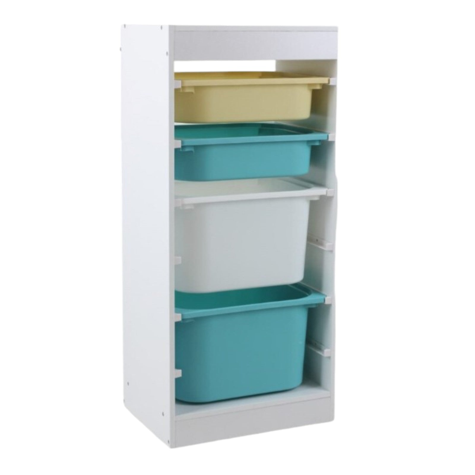 Dulap pentru copii Ginger Home, raft pentru jucării cu 4 cutii de depozitare, alb