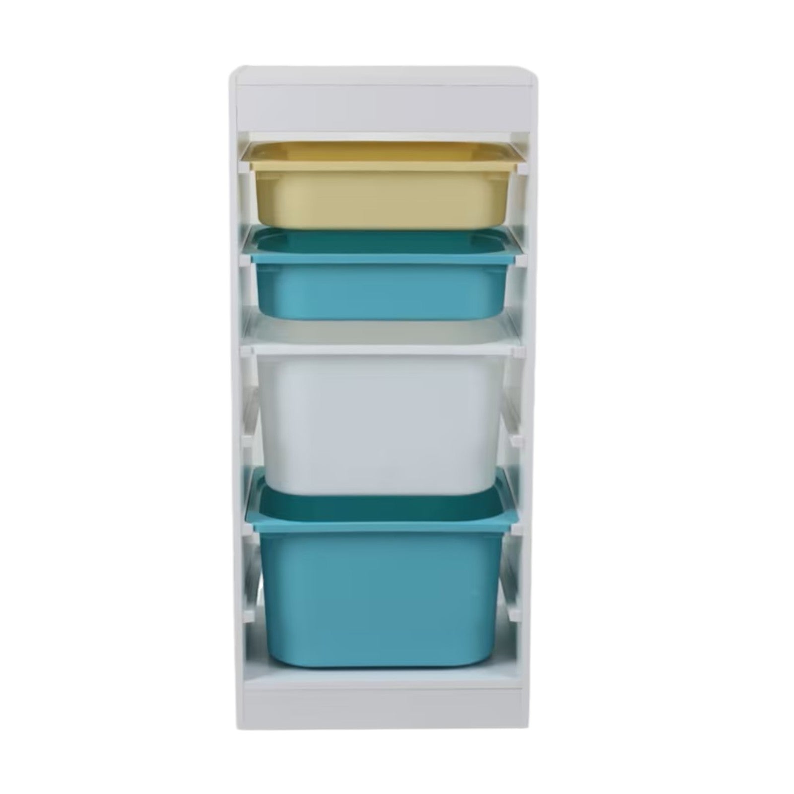 Dulap pentru copii Ginger Home, raft pentru jucării cu 4 cutii de depozitare, alb