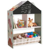 Dulap pentru copii de calitate Ginger Home, raft de cărți cu jucării și cărți cu ursuleț de pluș, tablă neagră pentru scris, căsuță în pădure