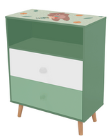 Dulap pentru copii pentru jucării și haine Ginger Home, Raft pentru camera copiilor cu 2 sertare, Ursuleț de pluș, Pădure