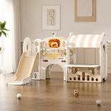 Детски Център За Игра С Пързалка, Къща И Баскетболен Кош, Кафяв Feelkids