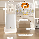 Детски Център За Игра С Пързалка, Къща И Баскетболен Кош, Сив Feelkids
