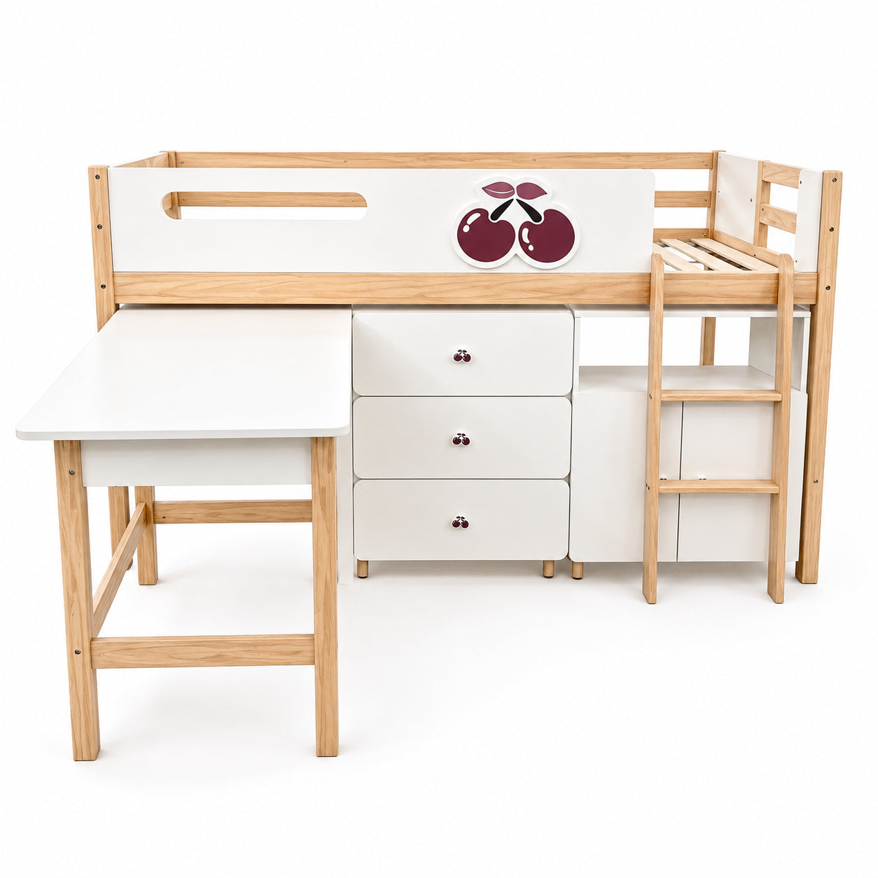 Детско Комбинирано Легло Cherry С Бюро, Скрин, Шкаф И Подматрачна Рамка, 90x200 См Ginger Home