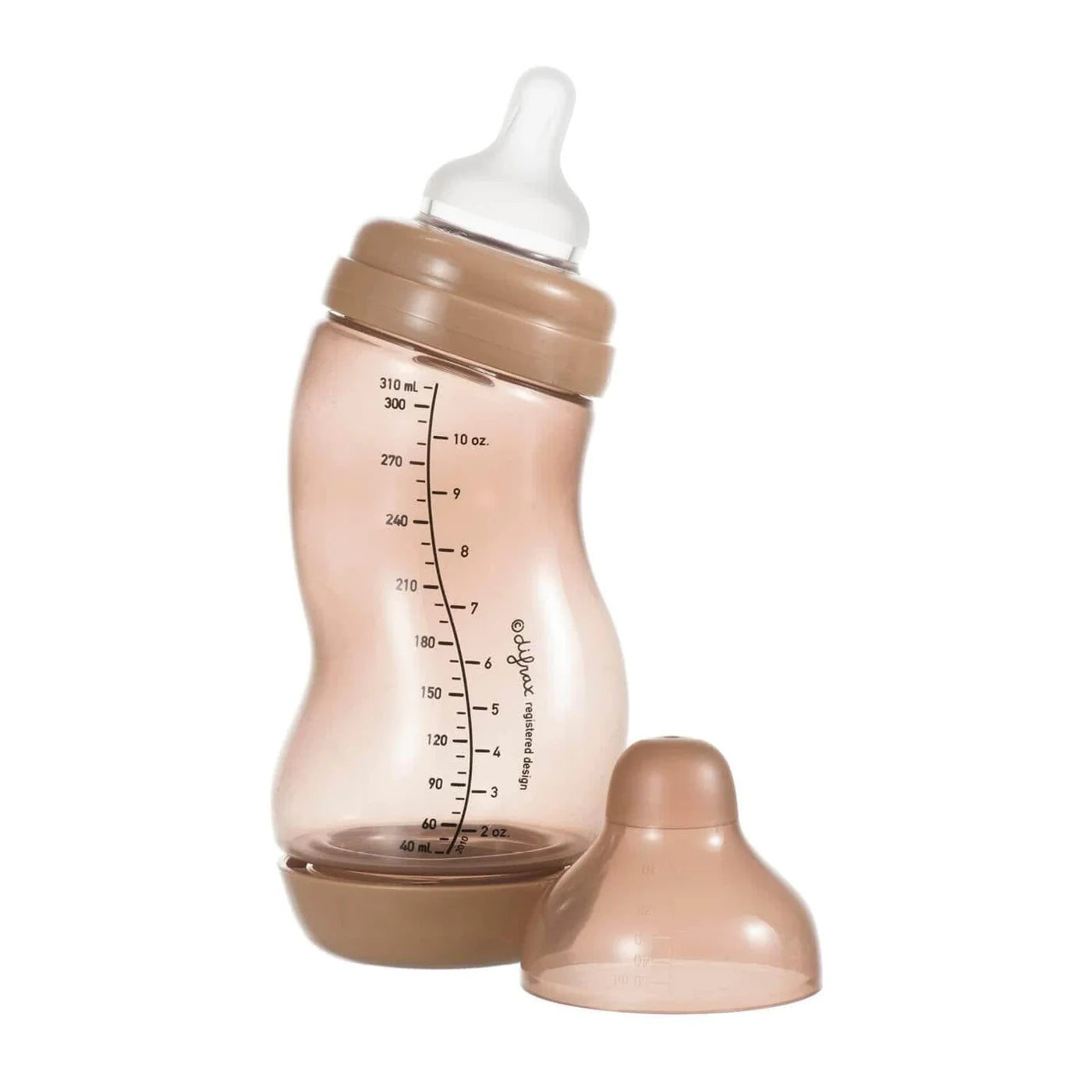 Sticlă Difrax în formă de S lată 310 ml - Caramel