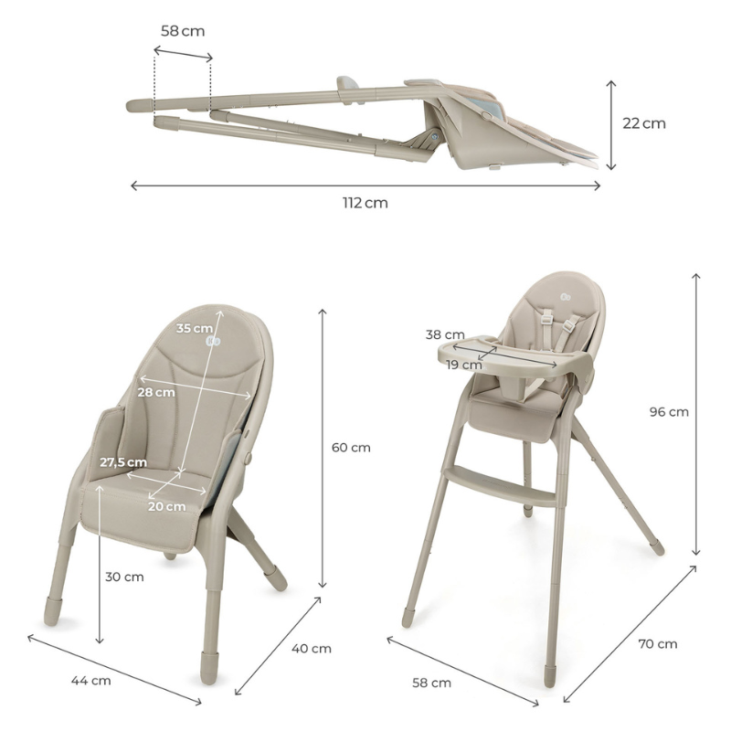 Dinnly Столче За Хранене Beige Kinderkraft