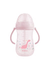 Cana cu pai din silicon 300ml Dino World roz