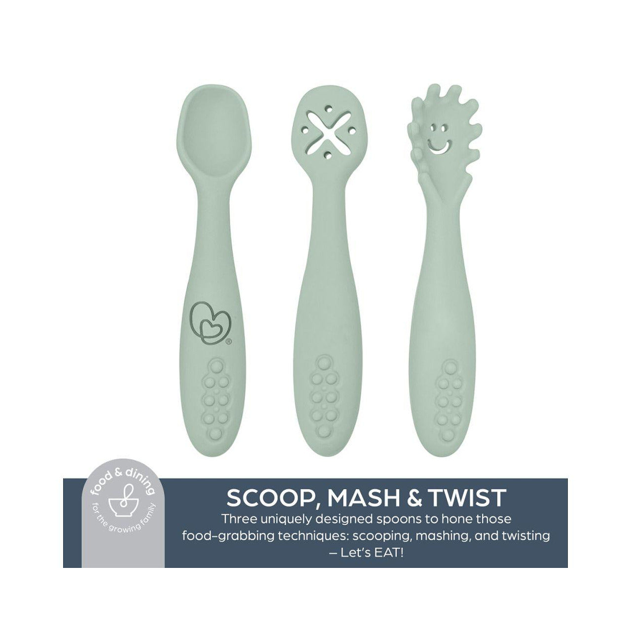 Бебешки Лъжички 3 Бр Scoop, Mash & Twist Seafoam Dreambaby