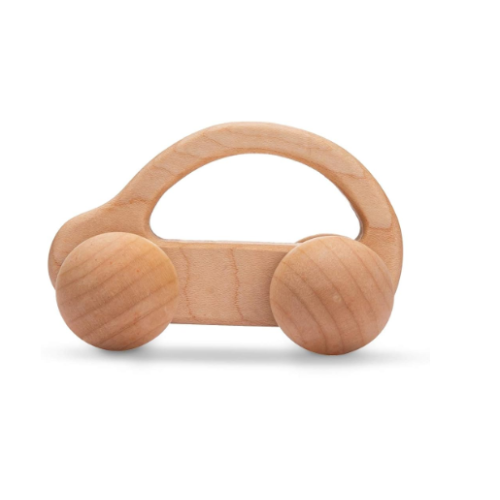 Дървена Количка - Светла С Бели Колелета