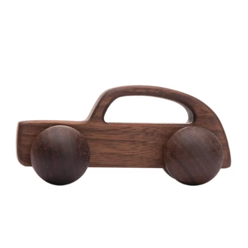 Дървена Количка - Лимузина - Тъмна С Тъмни Колелета