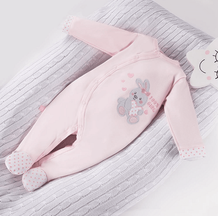 Бебешки Гащеризон Newborn С Дълъг Ръкав Зайче Розов 56 См. Eevi