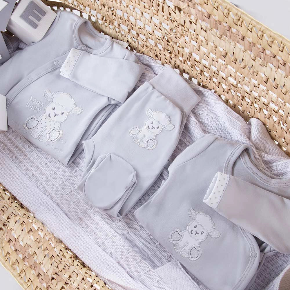 Бебешки Гащеризон Newborn С Дълъг Ръкав Овчица Сив 56 См. Eevi