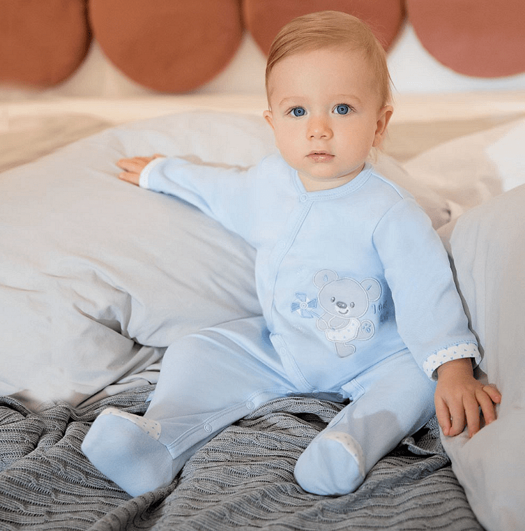 Бебешки Гащеризон Newborn С Дълъг Ръкав Мече Синьо 56 См. Eevi