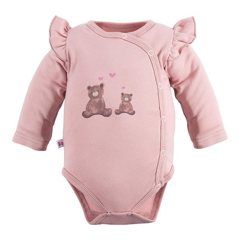 Бебешко Боди Baby С Дълъг Ръкав И Харбали Мечета Розово 56 См. Hearts&bears Eevi