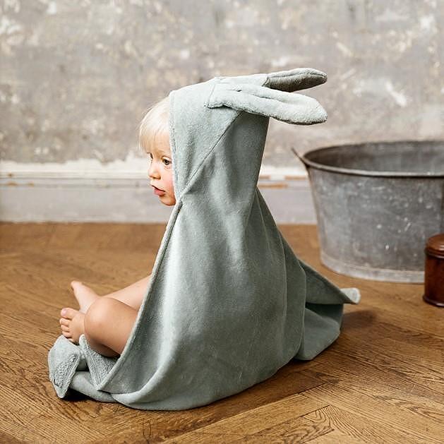Бебешка Хавлия С Качулка Mineral Green Bunny Elodie
