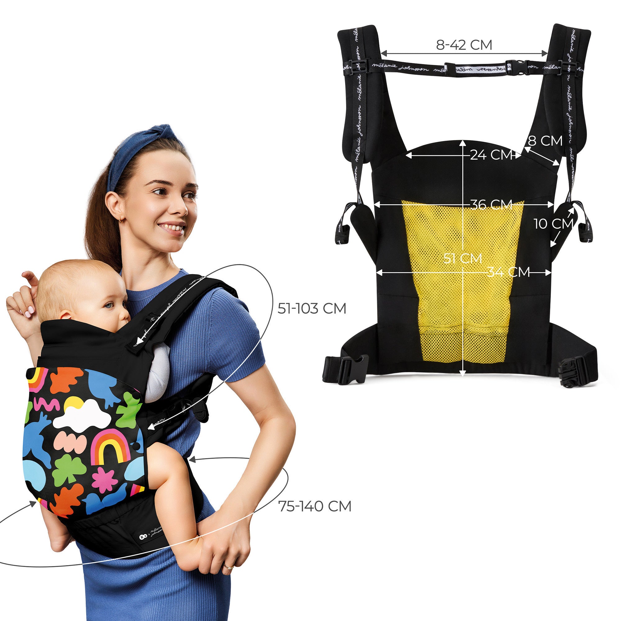 Ергономична Раница Kinderkraft Huggy, Happy Shapes --- BebeMama