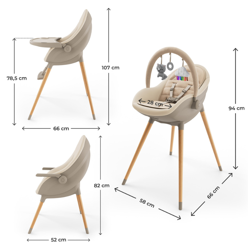 Fini Up Столче За Хранене Beige Kinderkraft