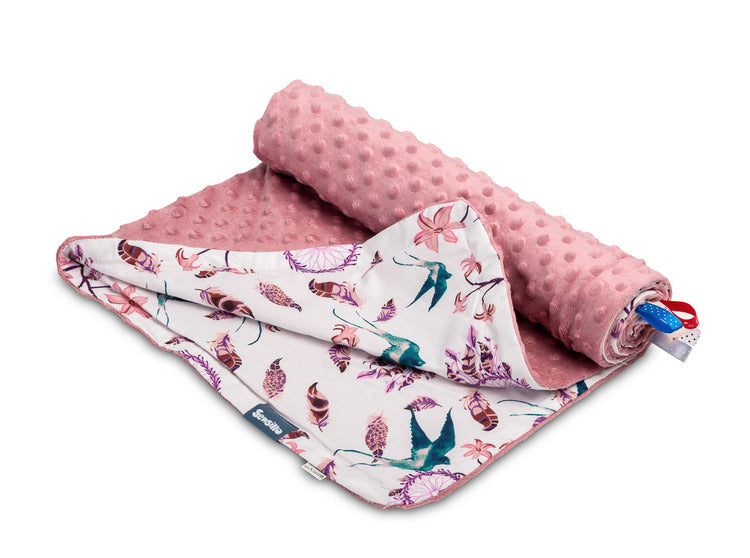 Одеяло Minky – Birds Retro Pink 75Х100 --- BebeMama
