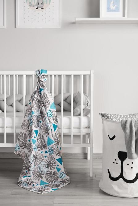 Муселинова Пелена За Повиване 120X120 – Monsteras --- BebeMama