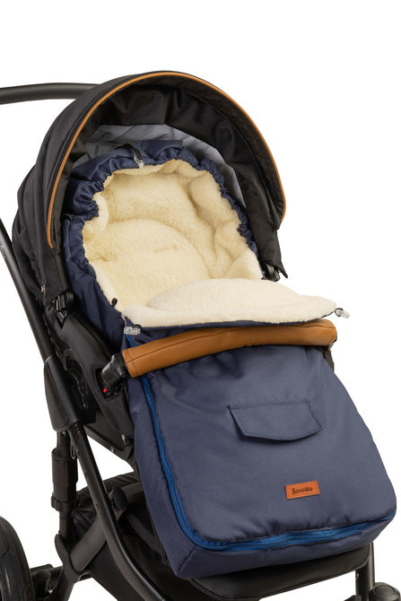 Чувалче За Детска Количка – Тъмносиня Вълна (95X40) --- BebeMama