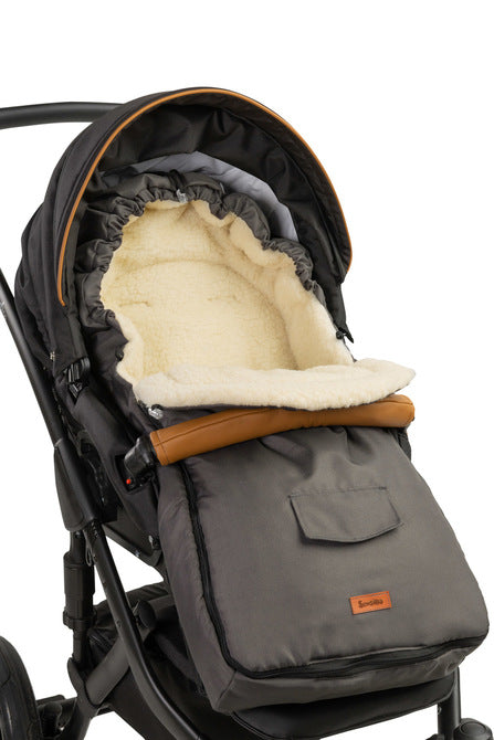 Чувалче За Детска Количка – Графитена Вълна (95X40) --- BebeMama