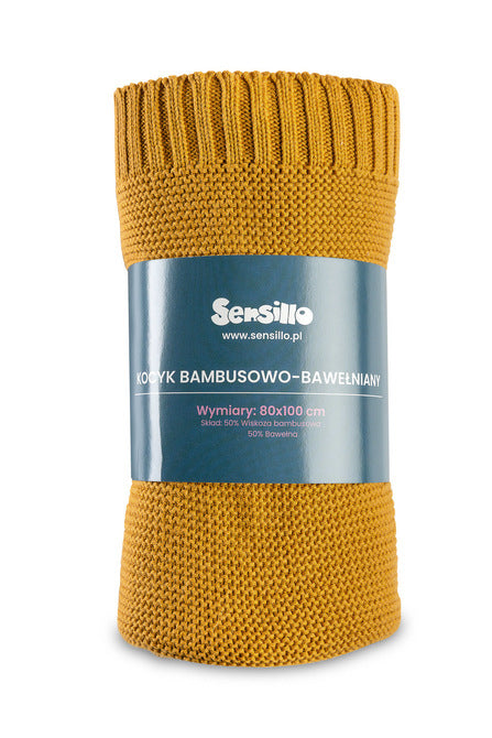 Pătură din bambus și bumbac, muștar, 100x80