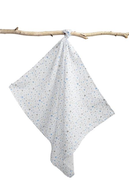 Муселинова Пелена 70X80 – Сърца Сиво-Сини --- BebeMama