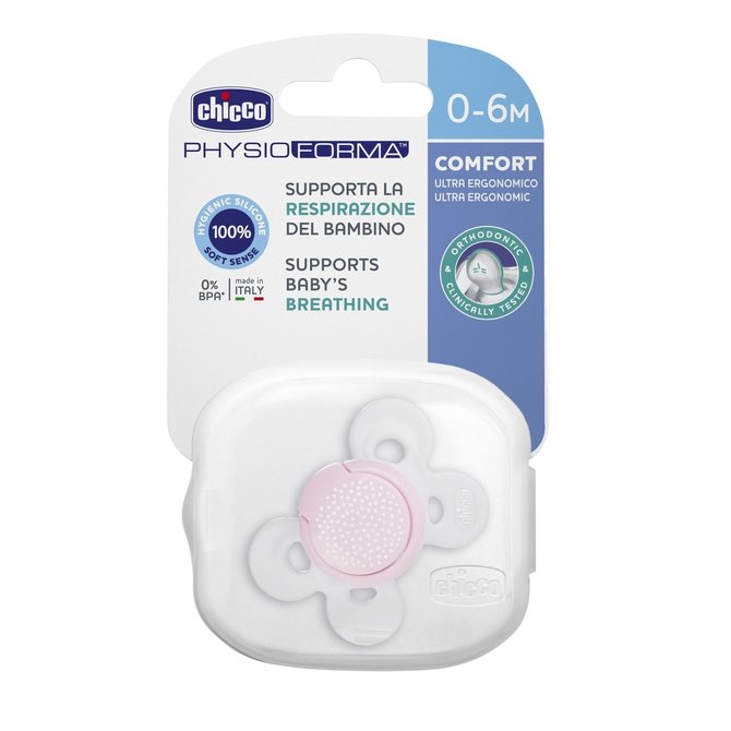 Suzetă din silicon Physio Comfort 0-6M 1 bucată roz