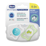 Залъгалка Chicco Physio Micro Силикон Ортодонтична Форма 0-2 Месеца 2 Бр Синя