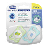 Залъгалка Chicco Physio Micro Силикон Ортодонтична Форма 0-2 Месеца 2 Бр Синя