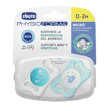 Залъгалка Chicco Physio Micro Силикон Ортодонтична Форма 0-2 Месеца 2 Бр Синя