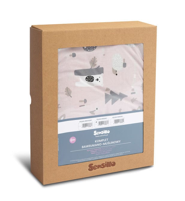 Set de lenjerie de pat din bumbac roz Sensillo