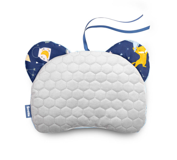 Възглавница За Количка Velvet Navy Blue Foxes --- BebeMama