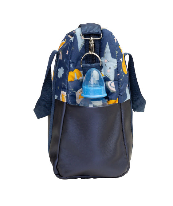 Еко Кожена Чанта За Количка Navy Blue Foxies --- BebeMama