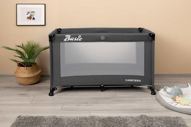 Сгъваема Кошара За Пътуване 1 Ниво Basic Graphite Caretero --- BebeMama