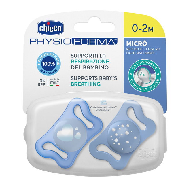 Силиконова Залъгалка Physio Micro 0-2 Син 2 Бр. --- BebeMama