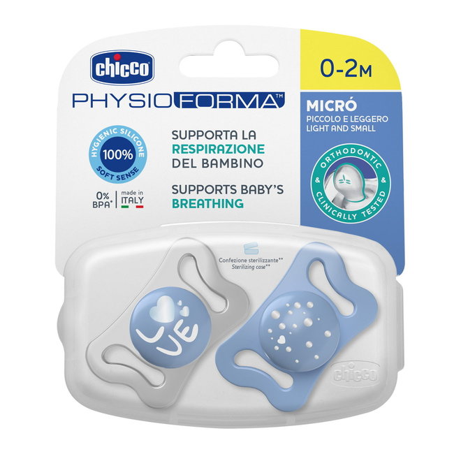 Силиконова Залъгалка Physio Micro 0-2 Син 2 Бр. --- BebeMama