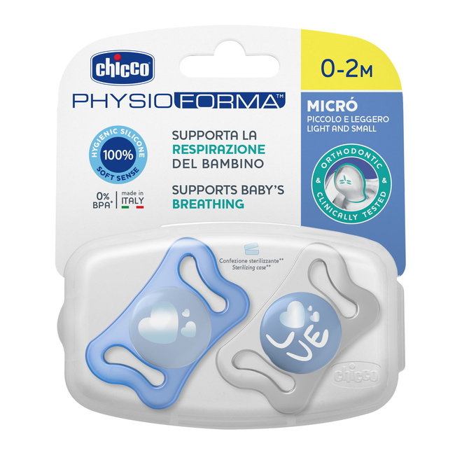 Силиконова Залъгалка Physio Micro 0-2 Син 2 Бр. --- BebeMama