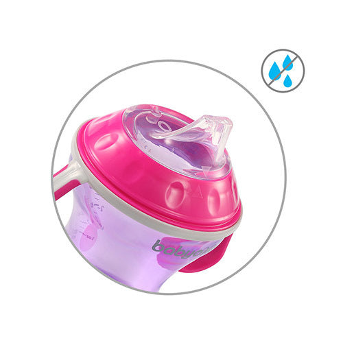 Cană anti-scurgere cu cioc moale 180 ml roz