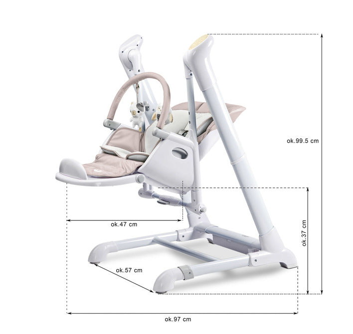 Scaun înalt și balansoar electric 2 în 1 Indigo Navy Caretero