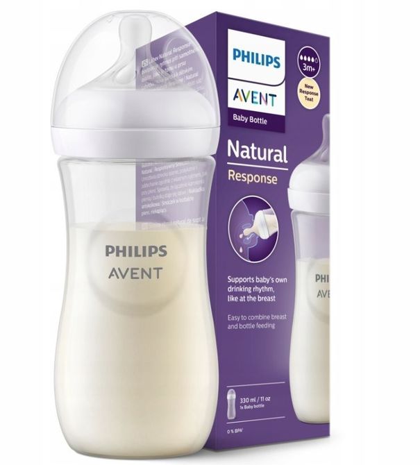Бебешко Шише За Хранене Philips Avent Natural Response С Клапа Airfree, 260 Мл., 1+ Месеца --- BebeMama