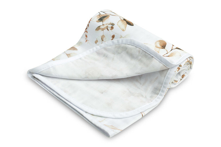 Муселинова Пелена Евкалипт / Бяло 80X100Cm --- BebeMama