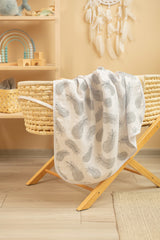 Муселинова Пелена С Пера / Бяло 80X100См --- BebeMama