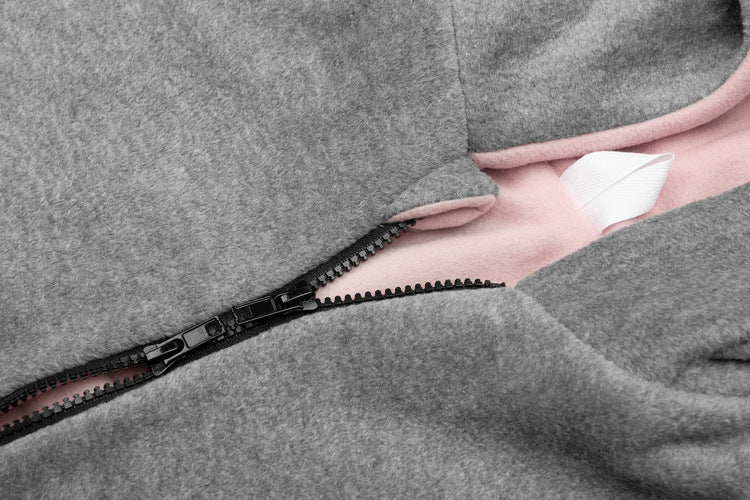 Пончо Сиво Меланж / Розово --- BebeMama