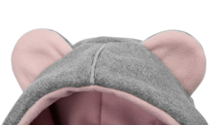 Пончо Сиво Меланж / Розово --- BebeMama