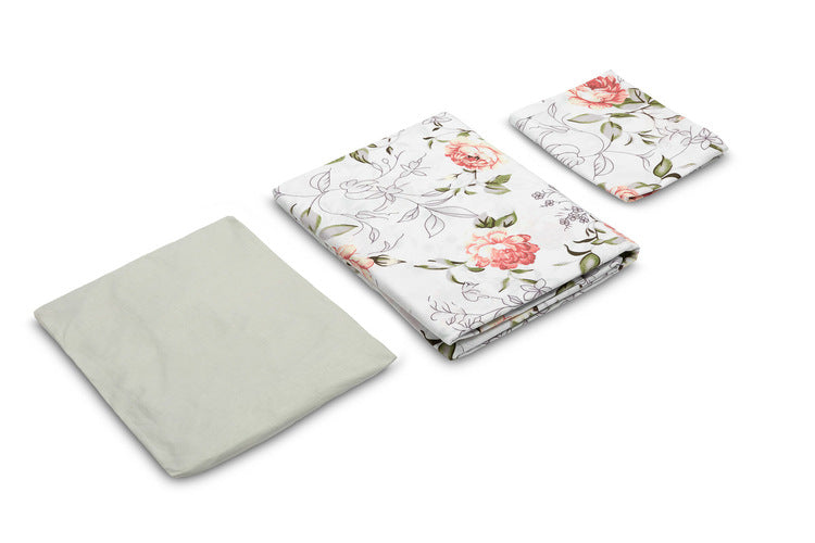 Спално Бельо От Два Елемента + Чаршаф- Цветя 100X135 Cm --- BebeMama