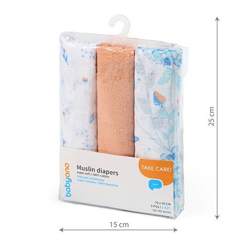 Муселинови Пелени Оранжеви 3 Бр --- BebeMama