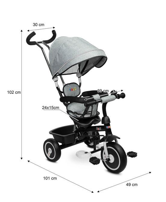Триколка С Родителски Контрол Buzz Grey Caretero Toyz --- BebeMama