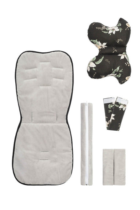 Комплект За Детска Количка Liner Deluxe – Черни Цветя --- BebeMama